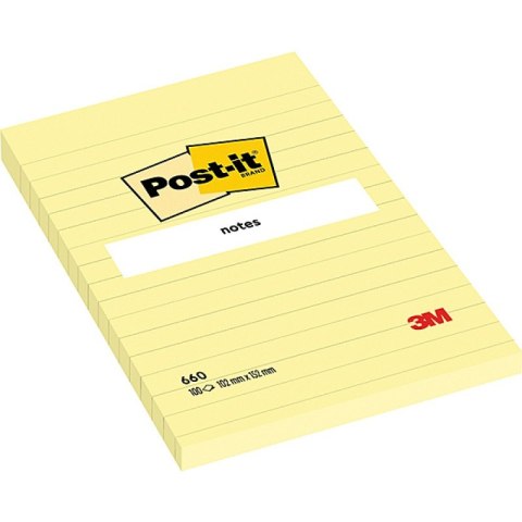 KARTECZKI POST-IT 102x152mm LINIE ŻÓŁTE (100) Post-it