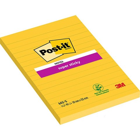 KARTECZKI POST-IT SUPER STICKY 102x152mm ŻÓŁTE (75) Post-it KARTECZKI POST-IT SUPER STICKY 102x152mm ŻÓŁTE (75) Post-it