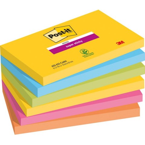 KARTECZKI POST-IT SUPER STICKY 76x127mm MIX KOLOR (6x90) Post-it