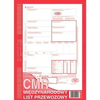 CMR MIĘDZYNARODOWY LIST PRZEWOZOWY A4 (O+5K) NUMEROWANY Michalczyk i Prokop