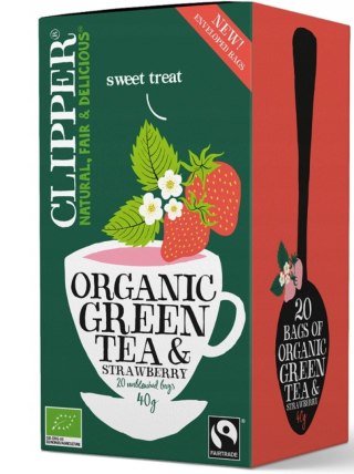 Clipper Herbata Zielona Z Truskawką Fair Trade BIO (20 x 2 g) 40 g