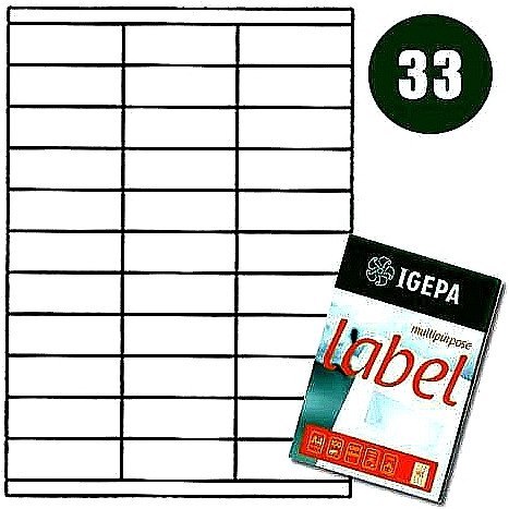 ETYKIETY A4 IGEPA 70,0*25,4mm BIAŁE (100) Igepa ETYKIETY A4 IGEPA 70,0*25,4mm BIAŁE (100) Igepa