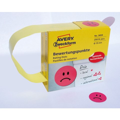 KÓŁKA AVERY śr.19mm "Smutna buźka" CZERWONE (250) Avery Zweckform KÓŁKA AVERY śr.19mm "Smutna buźka" CZERWONE (250) Avery Zweckform