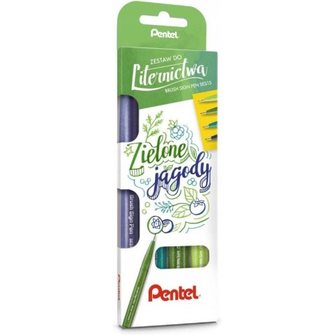 Zestaw do liternictwa Pentel Brush Sign Pen "Zielone jagody" Pentel Zestaw do liternictwa Pentel Brush Sign Pen "Zielone jagody" Pentel