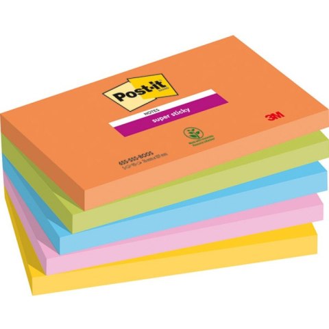 Karteczki Post-it Super Sticky 76x127mm (655-5SS-BOOS) mix kolorów (5x90) Post-it Karteczki Post-it Super Sticky 76x127mm (655-5SS-BOOS) mix kolorów (5x90) Post-it