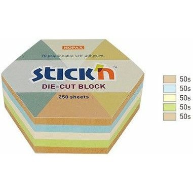 Karteczki Stick'n 61x70mm sześciokąt 4 kolory (250) STICK'N Karteczki Stick'n 61x70mm sześciokąt 4 kolory (250) STICK'N