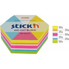 Karteczki Stick'n 61x70mm sześciokąt 5 kolorów (250) STICK'N Karteczki Stick'n 61x70mm sześciokąt 5 kolorów (250) STICK'N