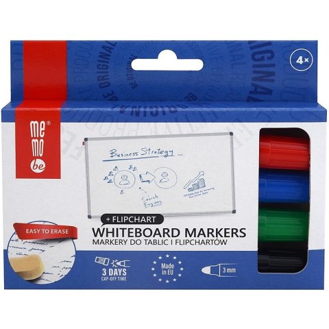 Markery do tablic MemoBe MM350 4 kolory MemoBe Markery do tablic MemoBe MM350 4 kolory MemoBe