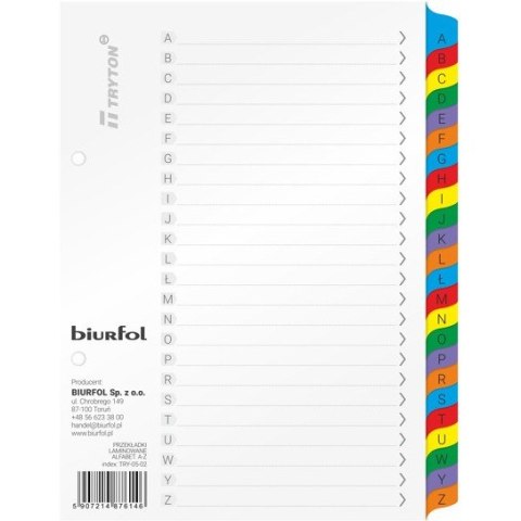Przekładki kartonowe Biurfol A5 A-Z alfabetyczne Biurfol Przekładki kartonowe Biurfol A5 A-Z alfabetyczne Biurfol
