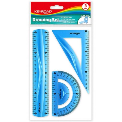 Zestaw Keyroad: linijka 20cm ekierka kątomierz KEYROAD Zestaw Keyroad: linijka 20cm ekierka kątomierz KEYROAD