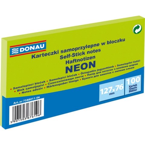 Karteczki Donau 127x76mm neon zielone (100) Donau Karteczki Donau 127x76mm neon zielone (100) Donau