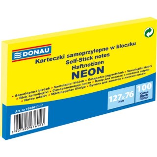 Karteczki Donau 127x76mm neon żółte (100) Donau