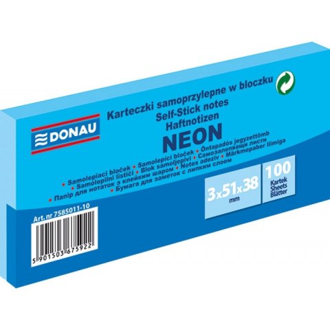 Karteczki Donau 38x51mm neon niebieskie (3x100) Donau Karteczki Donau 38x51mm neon niebieskie (3x100) Donau