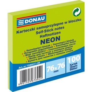 Karteczki Donau 76x76mm neon zielone (100) Donau