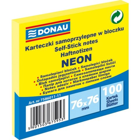 Karteczki Donau 76x76mm neon żółte (100) Donau Karteczki Donau 76x76mm neon żółte (100) Donau