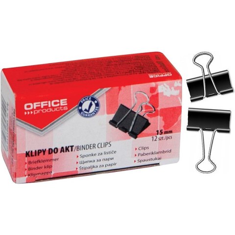 Klipy do dokumentów Office Products 15mm czarne (12) Office Products Klipy do dokumentów Office Products 15mm czarne (12) Office Products