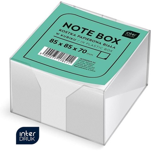 Kostka papierowa w pojemniku Interdruk 85x85x70mm nieklejona biała Interdruk Kostka papierowa w pojemniku Interdruk 85x85x70mm nieklejona biała Interdruk