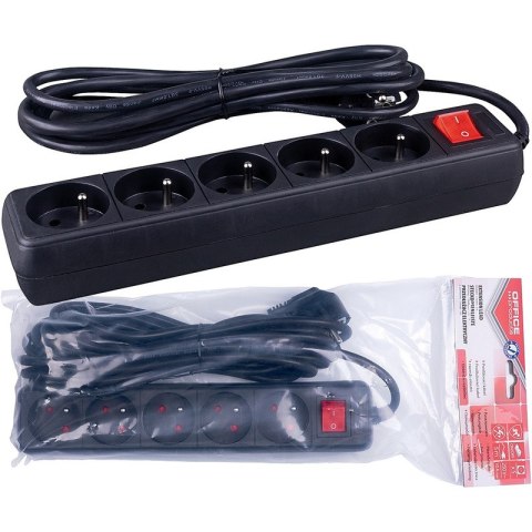 Listwa zasilająca Office Products 5m/5g czarna Office Products Listwa zasilająca Office Products 5m/5g czarna Office Products