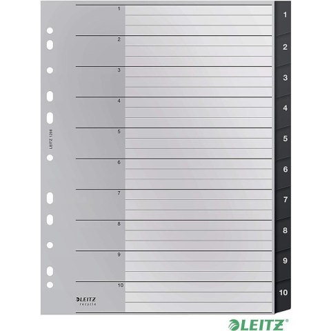 Przekładki PP Leitz Recycle A4 Maxi 1-10 czarne Leitz Przekładki PP Leitz Recycle A4 Maxi 1-10 czarne Leitz