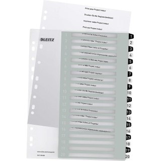 Przekładki PP Leitz Wow A4 Maxi A4 1-20 (do nadruku) biało-czarne Leitz