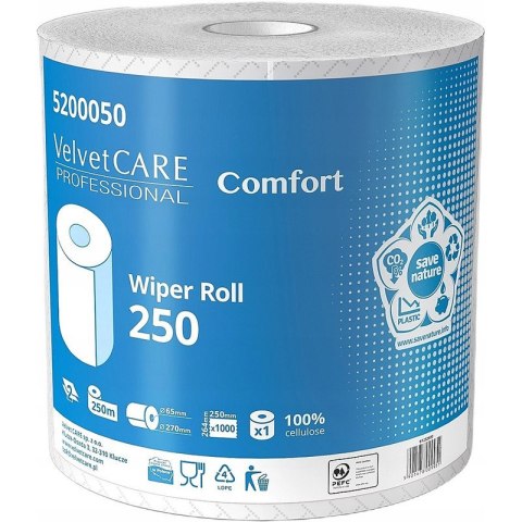 Czyściwo w rolce Velvet Care Comfort 250m 2w celuloza białe Velvet Czyściwo w rolce Velvet Care Comfort 250m 2w celuloza białe Velvet