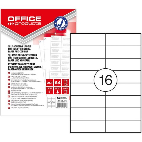 Etykiety Office Products A4 105x37mm białe (100) Office Products Etykiety Office Products A4 105x37mm białe (100) Office Products