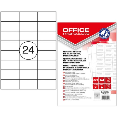 Etykiety Office Products A4 70x35mm białe (100) Office Products Etykiety Office Products A4 70x35mm białe (100) Office Products