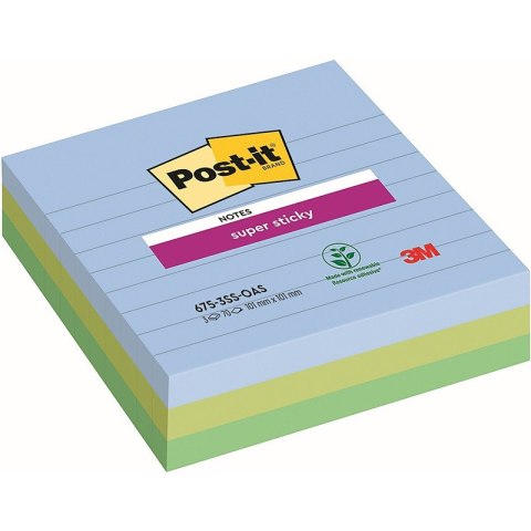Karteczki Post-it Super Sticky 101x101mm (675-3SS-OAS) w linię (3x70) Post-it Karteczki Post-it Super Sticky 101x101mm (675-3SS-OAS) w linię (3x70) Post-it