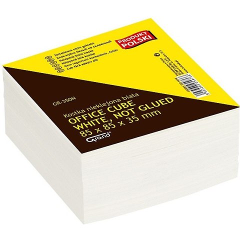Kostka papierowa Grand 85x85x35mm nieklejona biała Grand Kostka papierowa Grand 85x85x35mm nieklejona biała Grand
