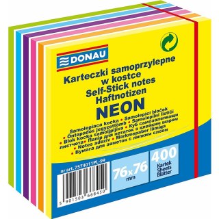 Karteczki Donau 76x76mm neon mix kolorów (400) Donau