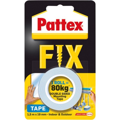 Taśma dwustronna Pattex Fix 19mm/1.5m 80kg Pattex Taśma dwustronna Pattex Fix 19mm/1.5m 80kg Pattex