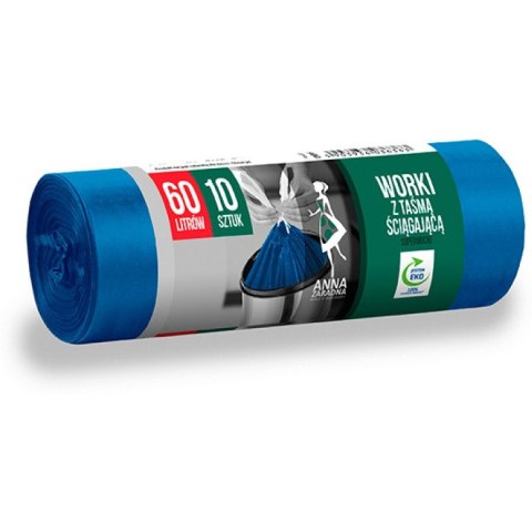 Worki na śmieci Anna Zaradna 60L LDPE z taśmą niebieskie (10) ANNA ZARADNA Worki na śmieci Anna Zaradna 60L LDPE z taśmą niebieskie (10) ANNA ZARADNA