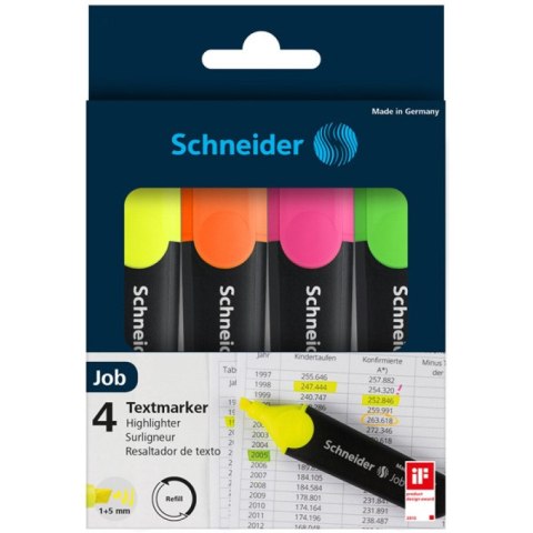 Zakreślacze Schneider Job 4 kolory Schneider Zakreślacze Schneider Job 4 kolory Schneider