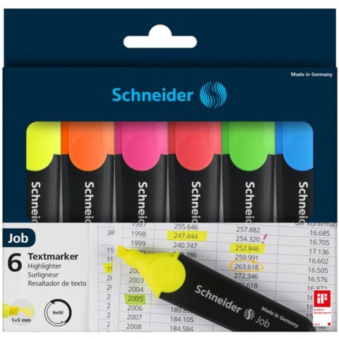 Zakreślacze Schneider Job 6 kolorów Schneider Zakreślacze Schneider Job 6 kolorów Schneider